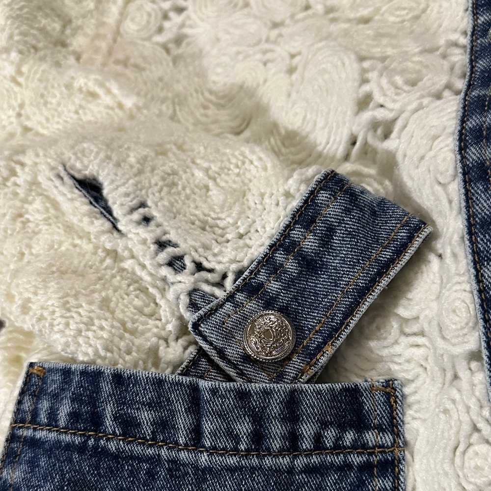 Sz M🇨🇦⭐️NWT Tribal Crochet Lace Denim-Trim Jacket - Picture 8 of 13